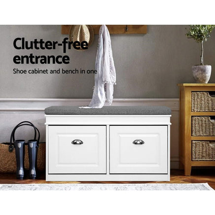 Shoe Rack Cabinet Bench 8 Pairs White Furniture Kings Warehouse 