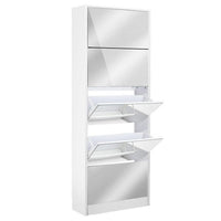 Shoe Rack Cabinet Mirror 25 Pairs White Home & Garden Kings Warehouse 