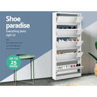 Shoe Rack Cabinet Mirror 25 Pairs White Home & Garden Kings Warehouse 