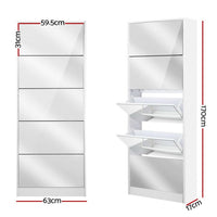 Shoe Rack Cabinet Mirror 25 Pairs White Home & Garden Kings Warehouse 