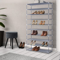 Shoe Rack Cabinet Stackable 10-Tier Grey Furniture Kings Warehouse 