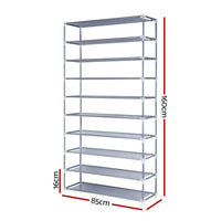 Shoe Rack Cabinet Stackable 10-Tier Grey Furniture Kings Warehouse 