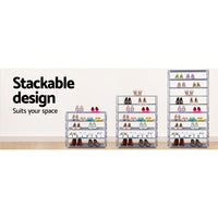 Shoe Rack Cabinet Stackable 10-Tier Grey Furniture Kings Warehouse 