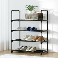 Shoe Rack Cabinet Stackable 4-tier 12 Pairs Black Furniture Kings Warehouse 