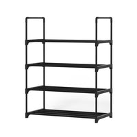 Shoe Rack Cabinet Stackable 4-tier 12 Pairs Black