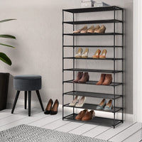 Shoe Rack Cabinet Stackable 50 Pairs 10-Tier Black Furniture Kings Warehouse 