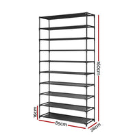 Shoe Rack Cabinet Stackable 50 Pairs 10-Tier Black Furniture Kings Warehouse 