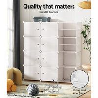 Shoe Rack DIY 12 Storage Cube Stackable White Furniture Kings Warehouse 