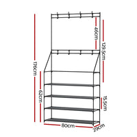 Shoe Rack Hall Tree 16 Pairs Black Furniture Kings Warehouse 