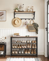 Shoe Rack with 3 Mesh Shelves Rustic Brown and Black Furniture Kings Warehouse 