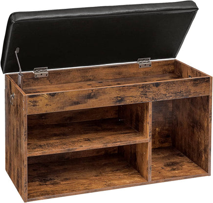 Shoe Storage Bench with Padded Cushion,Flip-Open Storage Box and Adjustable Shelf for Entryway and Living Room Kings Warehouse 