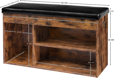 Shoe Storage Bench with Padded Cushion,Flip-Open Storage Box and Adjustable Shelf for Entryway and Living Room Kings Warehouse 