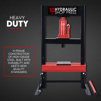 Shop Press - 10 Ton Hydraulic Standard Auto Accessories Kings Warehouse 