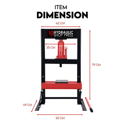 Shop Press - 10 Ton Hydraulic Standard Auto Accessories Kings Warehouse 