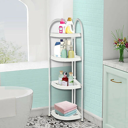 Shower Corner Shelf White Caddy Bathroom Shelves Organiser Bath Storage Rack 4 Home & Garden Kings Warehouse 