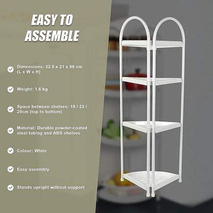 Shower Corner Shelf White Caddy Bathroom Shelves Organiser Bath Storage Rack 4 Home & Garden Kings Warehouse 