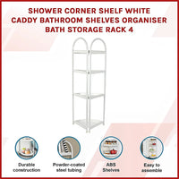 Shower Corner Shelf White Caddy Bathroom Shelves Organiser Bath Storage Rack 4 Home & Garden Kings Warehouse 