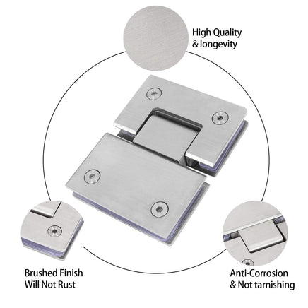 Shower Glass Door Gate Hinge 304 Stainless Steel 180 Degrees Polished Chrome Finish Kings Warehouse 