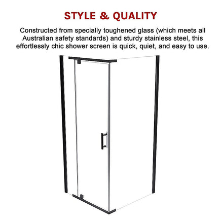 Shower Screen 1000x800x1900mm Framed Safety Glass Pivot Door By Della Francesca Kings Warehouse 