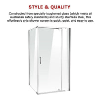 Shower Screen 1200x700x1900mm Framed Safety Glass Pivot Door By Della Francesca Furniture Kings Warehouse 