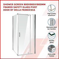 Shower Screen 900x900x1900mm Framed Safety Glass Pivot Door By Della Francesca Furniture Kings Warehouse 