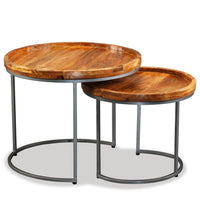 Side Table Set 2 Pieces Solid Mango Wood Kings Warehouse 