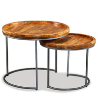 Side Table Set 2 Pieces Solid Mango Wood Kings Warehouse 