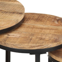 Side Tables 3 pcs Rough Mango Wood living room Kings Warehouse 
