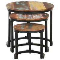 Side Tables 3 pcs Solid Reclaimed Wood Kings Warehouse 