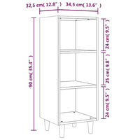 Sideboard High Gloss White 34.5x32.5x90 cm Engineered Wood living room Kings Warehouse 