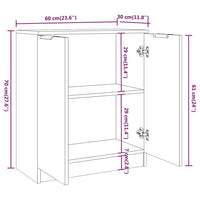 Sideboard High Gloss White 60x30x70 cm Engineered Wood Kings Warehouse 