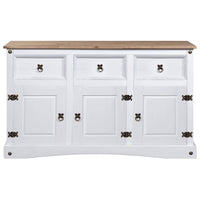 Sideboard Solid Mexican Pinewood Corona Range White 132x43x78 cm living room Kings Warehouse 