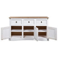 Sideboard Solid Mexican Pinewood Corona Range White 132x43x78 cm living room Kings Warehouse 