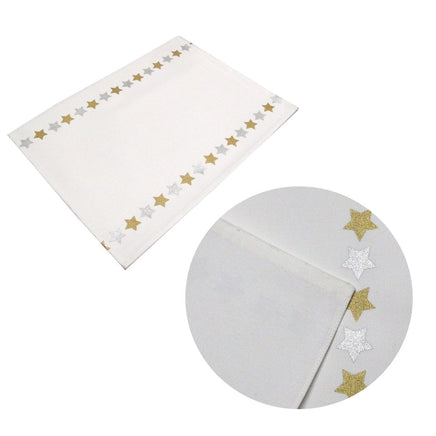 Silver Gold Stars Cotton Metallic Print Table Runner 33 x 180 cm Home & Garden Kings Warehouse 