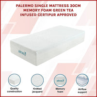 Single 30cm Green Tea Memory Foam Mattress – Cooling Comfort with CertiPUR-US Certified Foam Furniture Kings Warehouse 