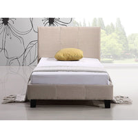 Single Linen Fabric Bed Frame Beige Furniture Kings Warehouse 
