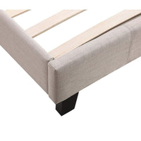 Single Linen Fabric Bed Frame Beige Furniture Kings Warehouse 