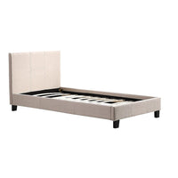 Single Linen Fabric Bed Frame Beige Furniture Kings Warehouse 