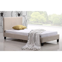 Single Linen Fabric Bed Frame Beige Furniture Kings Warehouse 
