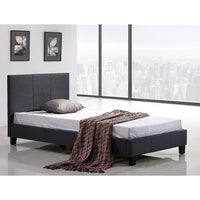 Single Linen Fabric Bed Frame Grey Furniture Kings Warehouse 