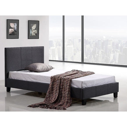 Single Linen Fabric Bed Frame Grey Furniture Kings Warehouse 