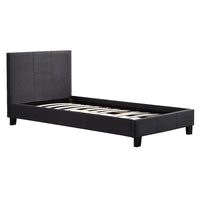 Single Linen Fabric Bed Frame Grey Furniture Kings Warehouse 