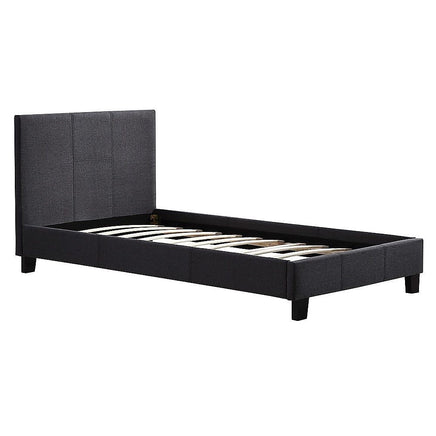 Single Linen Fabric Bed Frame Grey Furniture Kings Warehouse 