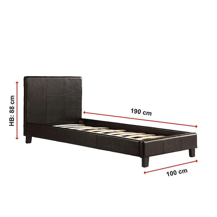Single PU Leather Bed Frame Black Furniture Kings Warehouse 