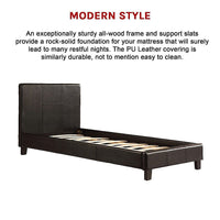 Single PU Leather Bed Frame Black Furniture Kings Warehouse 