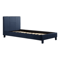 Single PU Leather Bed Frame Blue Furniture Kings Warehouse 