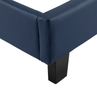 Single PU Leather Bed Frame Blue Furniture Kings Warehouse 