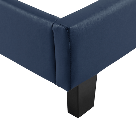 Single PU Leather Bed Frame Blue Furniture Kings Warehouse 