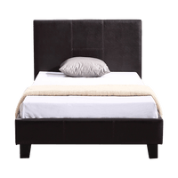Single PU Leather Bed Frame Brown Furniture Kings Warehouse 