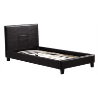 Single PU Leather Bed Frame Brown Furniture Kings Warehouse 